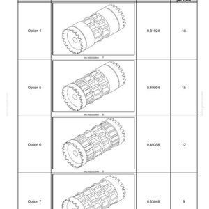 May include: Diagram of rotor assembly options for cab seeding controls. The table shows illustrations of the rotor assembly, volume per revolution, and maximum revolutions per rotor. Options 4, 5, 6, and 7 are displayed.