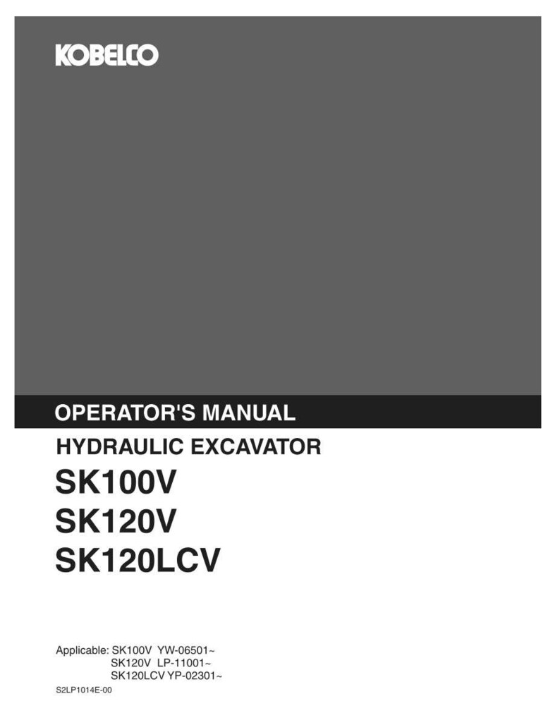 Kobelco Sk100v, SK120V, SK120LCV Hydraulic Excavator Operator Owners Operation Manual | Instant PDF Download image 2