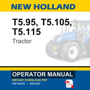 Manual de operación y mantenimiento del tractor New Holland T5.95, T5.105, T5.115 / Descarga instantánea en PDF imagen 1