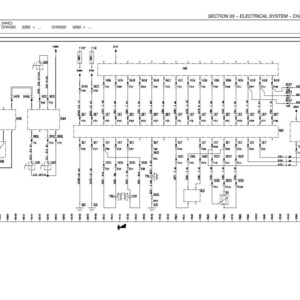 May include: A detailed schematic diagram of an electrical system, featuring numerous interconnected components, lines, and labels. The diagram is predominantly black and white, with text indicating various parts and functions. The title at the top reads "SECTION 55 - ELECTRICAL SYSTEM - CHAPTER 2".