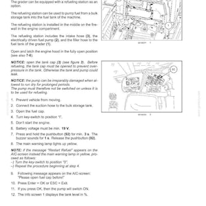 May include: Diagram of a refueling station with numbered components and instructions. Includes a diagram of the fuel tank and dashboard with a pushbutton labeled 92. Text explains the refueling process and safety precautions.