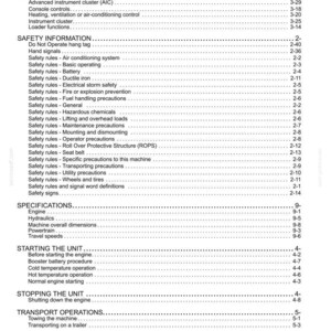 Puede incluir: P&aacute;gina detallada de un manual con secciones sobre seguridad, especificaciones y procedimientos operativos. El texto incluye temas como "Informaci&oacute;n de seguridad", "Especificaciones" y "Arranque de la unidad".