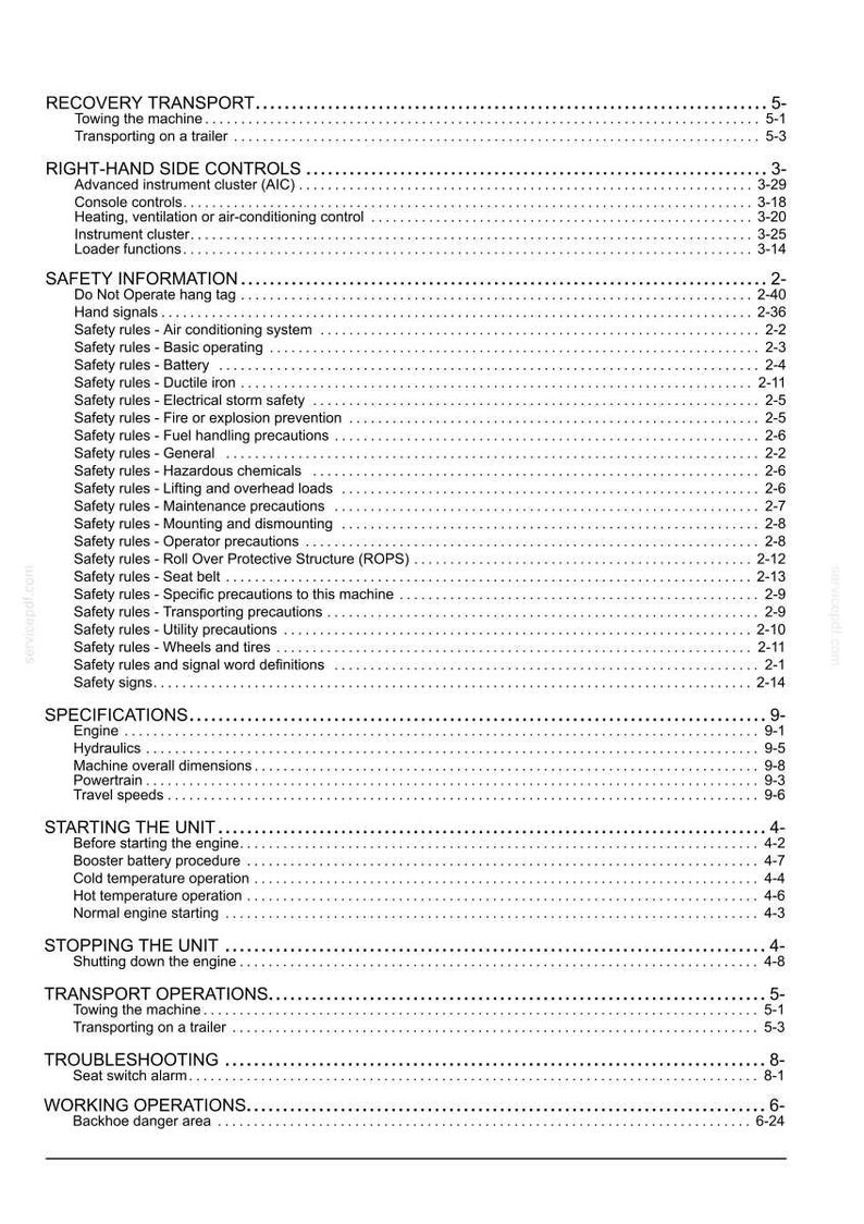Puede incluir: P&aacute;gina detallada de un manual con secciones sobre seguridad, especificaciones y procedimientos operativos. El texto incluye temas como "Informaci&oacute;n de seguridad", "Especificaciones" y "Arranque de la unidad".