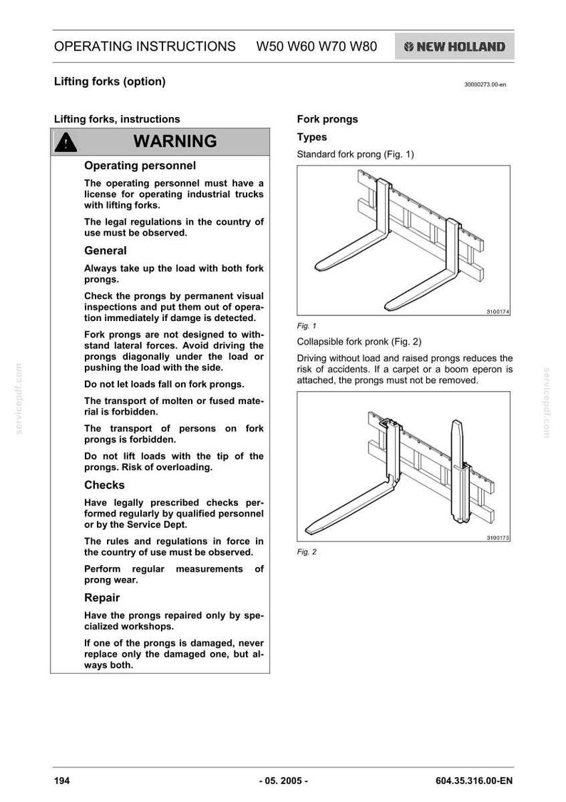 New Holland W50, W60, W70, W80 Wheel Loader Operator Owners Operation Manual | Instant Pdf Download image 9