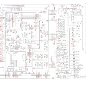 May include: A detailed electrical schematic diagram for a CX400 excavator. The diagram is complex, with numerous lines, symbols, and annotations in black, red, and green on a white background. Text in the lower right corner reads "CX400 EXCAVATOR ELECTRICAL SCHEMATIC."