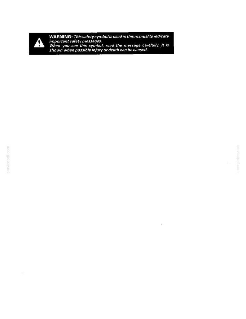 May include: A black and white warning label with the text "WARNING: This safety symbol is used in this manual to indicate important safety messages. When you see this symbol, read the message carefully. It is shown when possible injury or death can be caused."