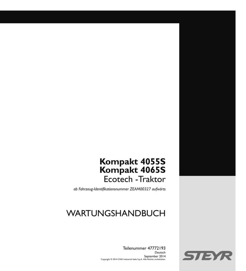 May include: A white maintenance manual cover with black text reading Kompakt 4055S, Kompakt 4065S, Ecotech-Traktor, ab Fahrzeug-Identifikationsnummer ZEAM00327 aufw&auml;rts, WARTUNGSHANDBUCH, Teilenummer 47772193, September 2014, and the STEYR logo.