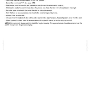 May include: White page with black text detailing operating instructions for a lifting device. The text includes safety precautions, such as not exceeding height restrictions and keeping people away from the load. The document is labeled "4 - OPERATING INSTRUCTIONS."