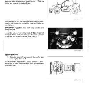 Peut inclure: Sch&eacute;ma du processus de d&eacute;montage de l'arbre de transmission d'un syst&egrave;me &agrave; quatre roues motrices. Comprend des illustrations du d&eacute;montage de l'arbre avant, du d&eacute;montage de l'araign&eacute;e et des d&eacute;tails des composants.