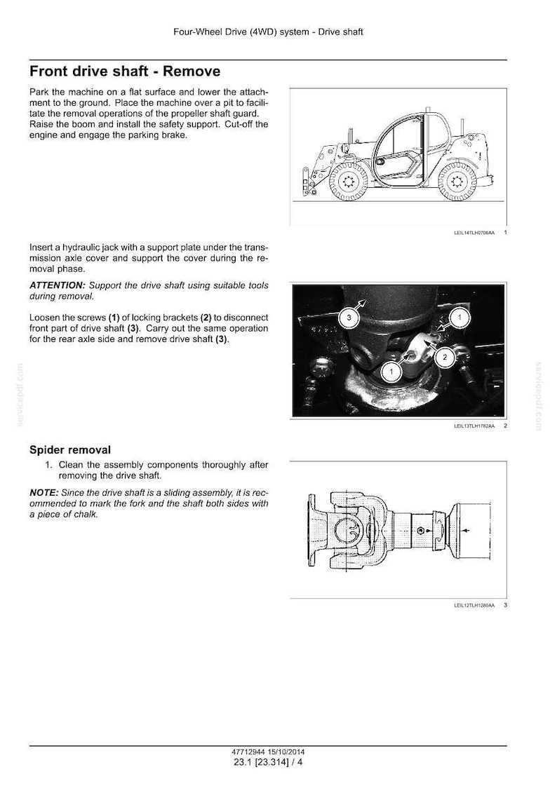 Peut inclure: Sch&eacute;ma du processus de d&eacute;montage de l'arbre de transmission d'un syst&egrave;me &agrave; quatre roues motrices. Comprend des illustrations du d&eacute;montage de l'arbre avant, du d&eacute;montage de l'araign&eacute;e et des d&eacute;tails des composants.