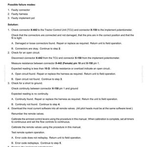 May include: A printed page with electrical system fault codes. The text includes troubleshooting steps for the 4354 - EHR FB 1 Shorted to low source error. The document provides instructions for checking connectors, circuits, and software.