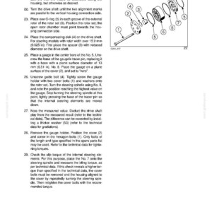 May include: Diagram from a manual showing steering components, including O-rings, disks, and bolts. Text details assembly steps, measurements in inches, and torque specifications for automotive repair.