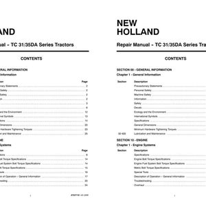 New Holland Tc 31, TC 35DA Series Tractor Service Repair Workshop Manual | Instant PDF Download image 3