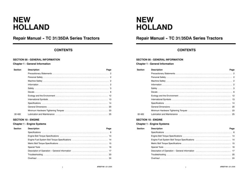 New Holland Tc 31, TC 35DA Series Tractor Service Repair Workshop Manual | Instant PDF Download image 3