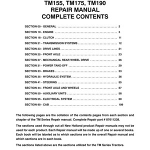 New Holland Tm120, Tm130, Tm140, Tm155, TM175, TM190 Tractor Service Repair Workshop Manual | Instant PDF Download image 3