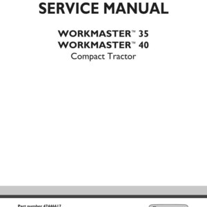 May include: A white service manual cover with the title "SERVICE MANUAL" in bold black letters. Below, the text reads "WORKMASTER 35 WORKMASTER 40 Compact Tractor". The New Holland Agriculture logo is in the bottom right corner.