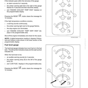 Op de afbeelding: Een pagina uit een technisch handboek getiteld CONTROLS/INSTRUMENTS - 3, met zwart-wit lijntekeningen van twee instrumentenpanelen. Elk paneel bevat drie halfronde analoge meters met wijzers, pictogrammen en genummerde verwijzingen.