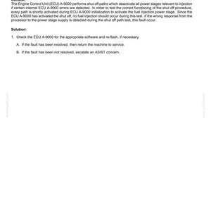 May include: A technical document detailing electrical systems fault codes. It describes ECU internal failure, loss of synchronization, and troubleshooting steps. The document is white with black text.