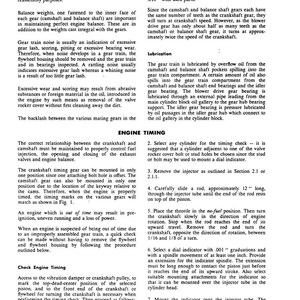 May include: A page from a Detroit Diesel 71 (Vehicle) manual, detailing engine timing and lubrication. Includes diagrams and instructions for engine maintenance, with text and technical specifications.