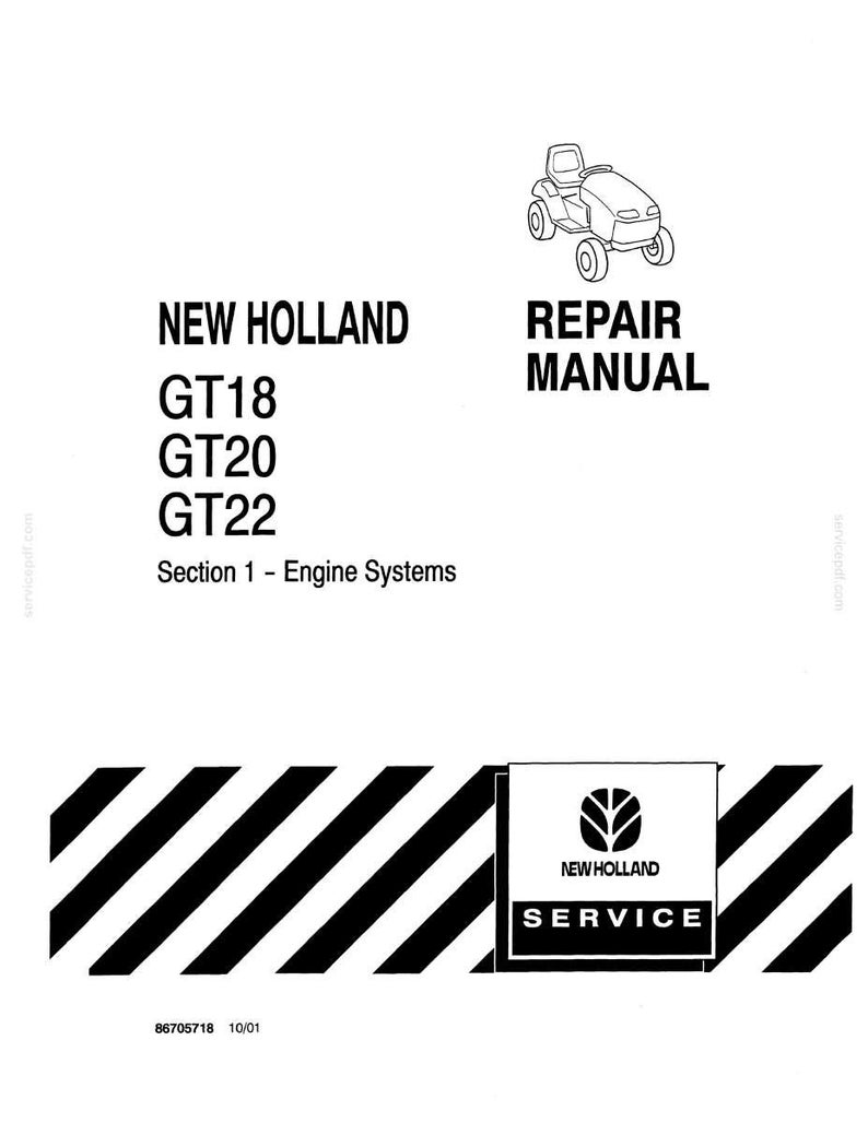 New Holland Gt18, GT20, GT22 Garden Tractor Service Repair Workshop Manual | Instant PDF Download image 3