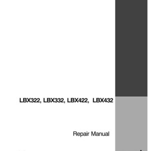May include: A repair manual for LBX322, LBX332, LBX422, and LBX432 models. The cover is white with a dark gray border at the top and a vertical gray stripe on the right side. The Case IH logo is visible.