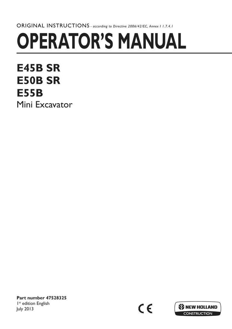 New Holland E45b Sr, E50b SR, E55B Mini Excavator Operator Owners Operation Manual | Instant PDF Download image 3