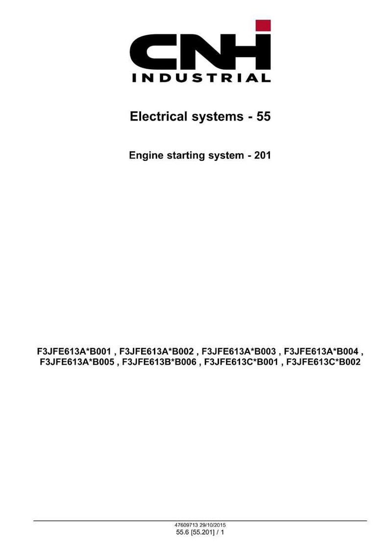 Puede incluir: Fondo blanco con el texto negro "CNH INDUSTRIAL" y una "i" roja en el logotipo. Debajo, el texto dice "Electrical systems - 55" y "Engine starting system - 201". En la parte inferior se enumeran varios c&oacute;digos de producto.
