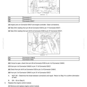 K&ouml;nnte beinhalten: Diagramm der Fehlercodes f&uuml;r elektrische Systeme mit beschrifteten Steckern und Anweisungen zur Fehlerbehebung. Enth&auml;lt eine detaillierte Abbildung von Motorkomponenten und -verkabelung mit nummerierten Punkten als Referenz.