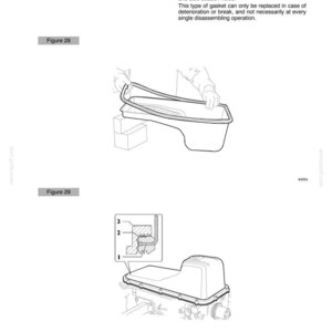 May include: Diagram of an engine oil sump with a C-section rubber gasket. The diagram shows the steel oil sump secured to the engine block with an aluminum plate. The text reads "667TA ENGINE OVERHAUL".