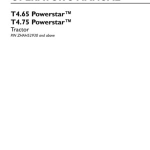 K&ouml;nnte beinhalten: Ein originales Bedienungshandbuch f&uuml;r New Holland Agriculture T4.65 Powerstar und T4.75 Powerstar Traktoren. Das wei&szlig;e Deckblatt enth&auml;lt schwarzen Text mit dem Titel, Modellnummern, PIN ZHAH52930 und h&ouml;her, Teilenummer 48129908 und Juli 2017.