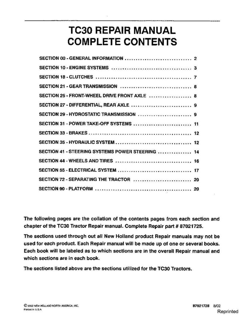 New Holland TC30 Tractor Service Repair Workshop Manual | Instant PDF Download image 3