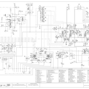 Peut inclure: Un sch&eacute;ma technique d'ing&eacute;nierie pr&eacute;sentant une disposition complexe de syst&egrave;me hydraulique en noir et blanc. Le document comprend des dessins au trait d&eacute;taill&eacute;s, divers symboles interconnect&eacute;s, des &eacute;tiquettes num&eacute;riques et une liste compl&egrave;te.