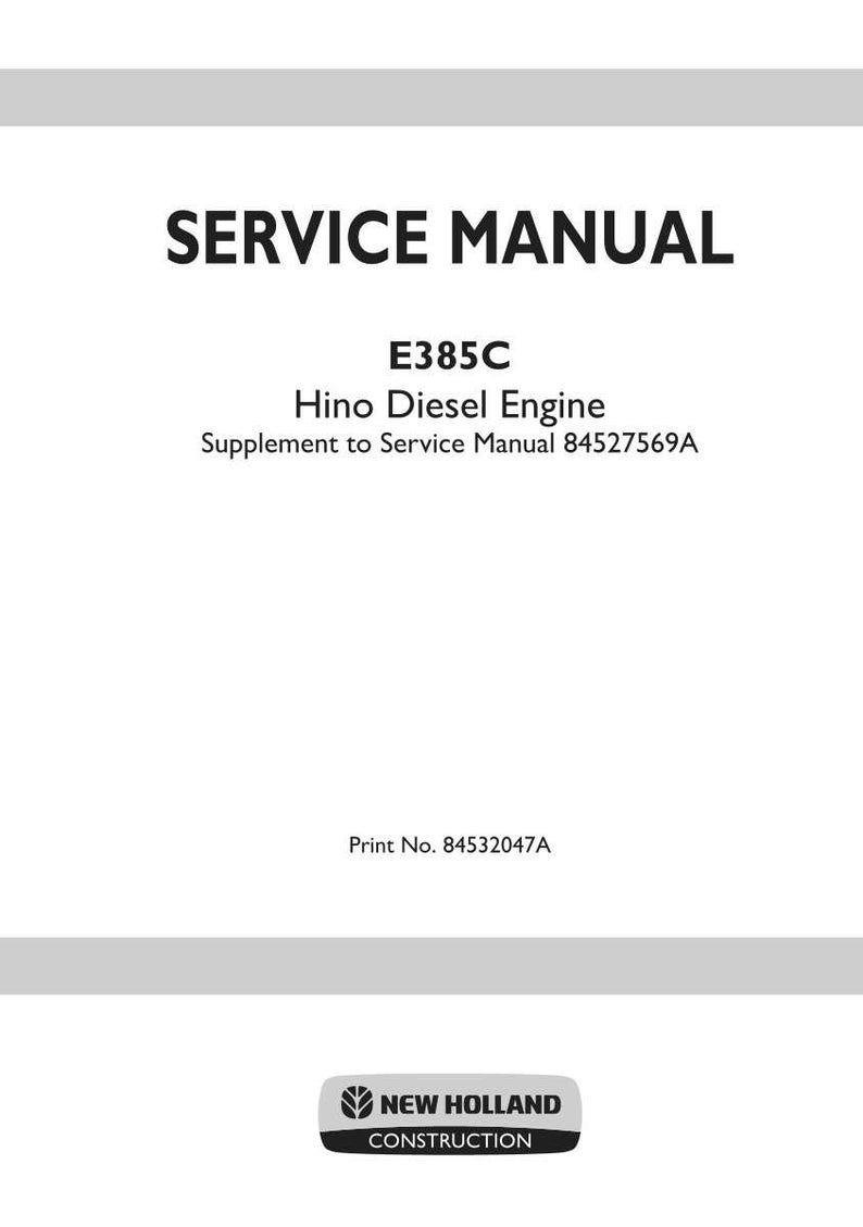 Hino J08e-UV for New Holland E385C Engine Service Repair Workshop Manual | Instant PDF Download image 3