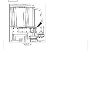 May include: A technical diagram titled 6 - WORKING OPERATIONS showing the location of the stop bar. It features a black and white line drawing of a machine component with a fender plate, a mounting hole guide labeled B H M X, and the text Position R.