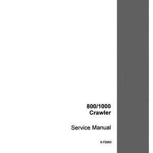 May include: A white service manual with the text "800/1000 Crawler Service Manual" and the number "9-72062". The Case logo is in the bottom right corner. The background is white with a gray vertical stripe.
