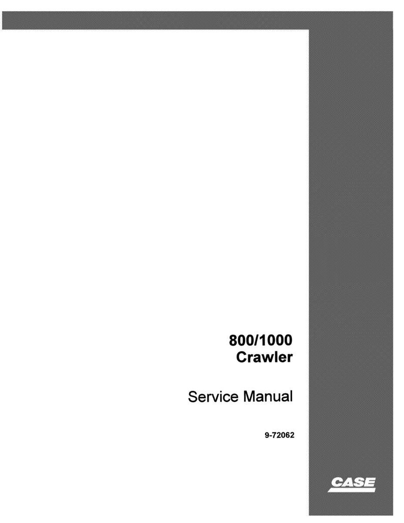 May include: A white service manual with the text "800/1000 Crawler Service Manual" and the number "9-72062". The Case logo is in the bottom right corner. The background is white with a gray vertical stripe.