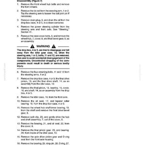 K&ouml;nnte beinhalten: Eine Seite aus einem Handbuch, das die Demontage eines Reduktionsgetriebe-Getriebekastens detailliert. Der Text enth&auml;lt nummerierte Schritte, Warnhinweise und Diagramme f&uuml;r die Autoreparatur. Das Dokument ist in Schwarzwei&szlig;.