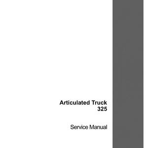 May include: A service manual for an Articulated Truck 325. The cover is white with black text and a gray vertical stripe on the right side. The CASE logo is in the lower right corner.