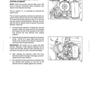 May include: A technical manual page titled Section 3 - Lubrication and Maintenance, Operation 17, Clean the Air Cleaner Primary (Outer) Element. It includes text instructions and two black and white line drawings showing an air cleaner assembly.
