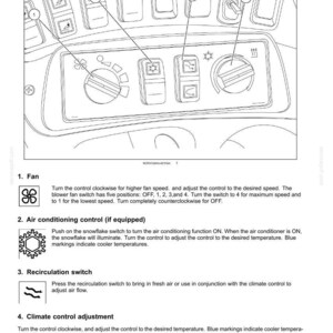 Puede incluir: Diagrama del panel de control del climatizador de un veh&iacute;culo, con controles para la velocidad del ventilador, el aire acondicionado, la recirculaci&oacute;n y el ajuste de la temperatura. Incluye un s&iacute;mbolo de copo de nieve para el aire acondicionado.