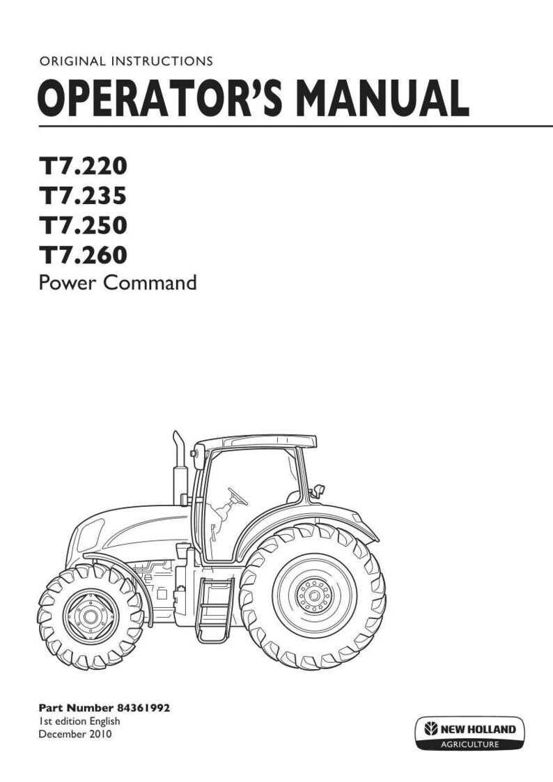 New Holland T7.220, T7.235, T7.250, T7.260 Power Command Tractor Operator Owners Operation Manual | Instant Pdf Download image 3