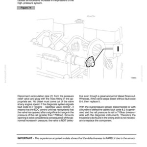 May include: Diagram of an engine component with text, "667TA ENGINE OVERHAUL" and "Test on the pressure relief valve on the rail". Includes a close-up of a valve and related parts, with arrows and labels for reference.