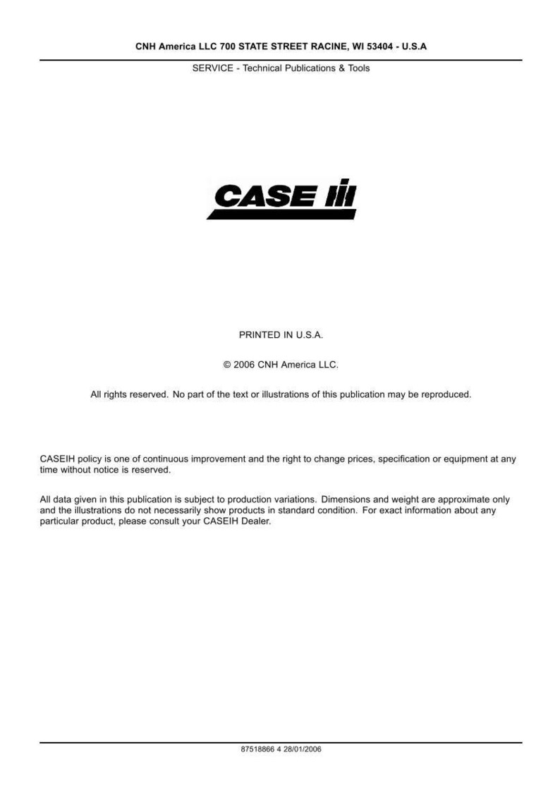 Puede incluir: Documento blanco con el logotipo CASE IH y texto. El documento incluye la direcci&oacute;n de CNH America LLC en Racine, WI, e informaci&oacute;n de copyright de 2006. Tambi&eacute;n indica que la publicaci&oacute;n no puede ser reproducida.