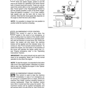May include: A technical diagram from a manual labeled SECTION 2 - CONTROLS/INSTRUMENTS/ACCESSORIES. It features a line drawing of a control panel with numbered components 37, 38, and 62, alongside detailed text instructions for each control.