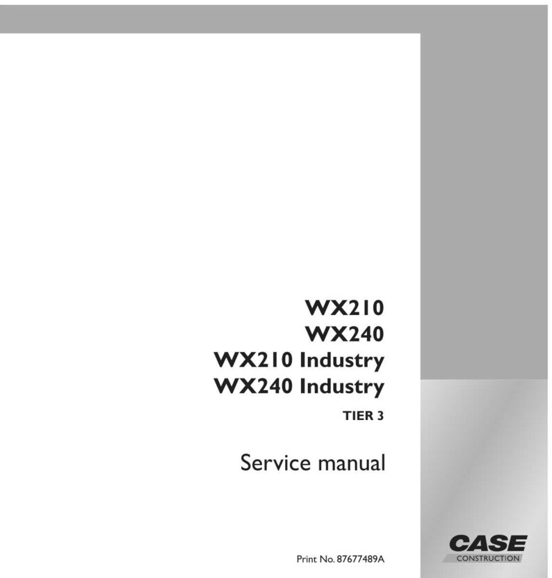 May include: A white service manual with the text "WX210, WX240, WX210 Industry, WX240 Industry, TIER 3, Service manual." The Case Construction logo is in the bottom right corner. Print No. 87677489A is at the bottom.