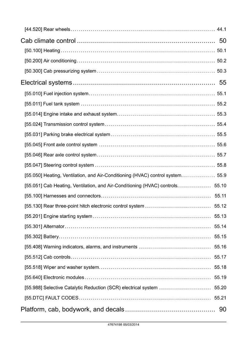 K&ouml;nnte beinhalten: Ein detailliertes Inhaltsverzeichnis aus einem Handbuch, das verschiedene Automobilsysteme und -komponenten auflistet. Enth&auml;lt Abschnitte zu Klimaanlage, elektrischen Systemen und Plattformkomponenten. Das Dokument ist datiert.