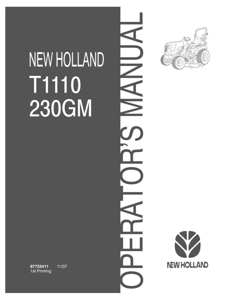New Holland T1110, 230GM Tractor Operator Owners Operation Manual | Instant PDF Download image 3