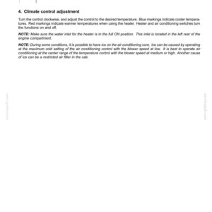 Puede incluir: P&aacute;gina de un manual que detalla los controles del coche. Incluye instrucciones para el interruptor de recirculaci&oacute;n y el ajuste del control del clima. El texto explica c&oacute;mo ajustar la temperatura y notas sobre la posible formaci&oacute;n de hielo.
