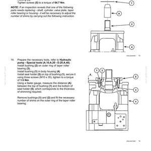 May include: Diagram of a hydraulic power system with labeled components and instructions for installation and maintenance. Includes text, arrows, and numbered parts for reference. The diagram is in black and white.