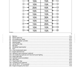 May include: Diagram of a vehicle's electrical system, detailing fuse functions. Includes a table with fuse amperage ratings (10A, 15A, 20A, 30A) and corresponding functions like memory, lights, and relays. Text is in black.